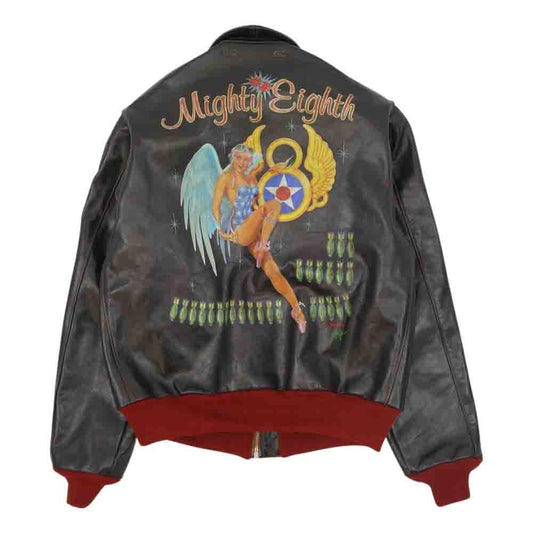 TOY'S McCOY トイズマッコイ TMJ2123 25th anniversary TYPE A-2 ROUGH WEAR CLOTHING MIGHTY EIGHTH 25周年 タイプA-2 カスタムレザー マイティ エイス ホースハイド フライト ジャケット ダークブラウン系 42【新古品】【未使用】【中古】