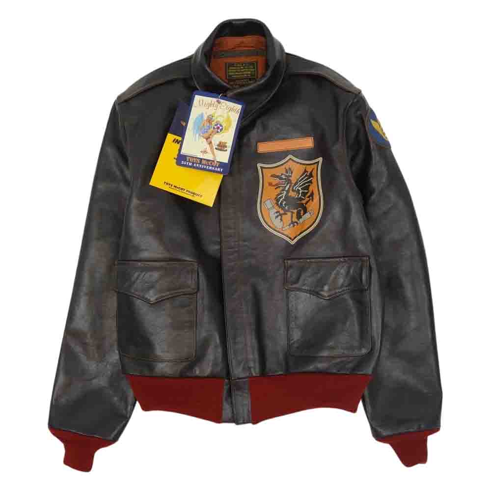 TOY'S McCOY トイズマッコイ TMJ2123 25th anniversary TYPE A-2 ROUGH WEAR CLOTHING MIGHTY EIGHTH 25周年 タイプA-2 カスタムレザー マイティ エイス ホースハイド フライト ジャケット ダークブラウン系 42【新古品】【未使用】【中古】