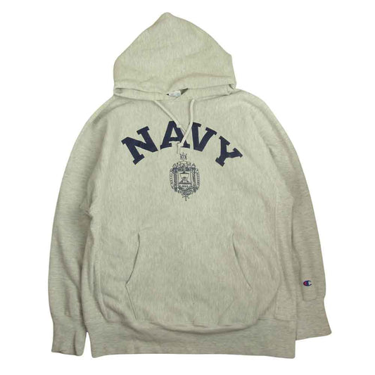 Champion チャンピオン ヴィンテージ USA製 90s 刺繍タグ REVERSE WEAVE U.S.NAVY リバースウィーブ ネイビー スウェット パーカー グレー系 XL【中古】