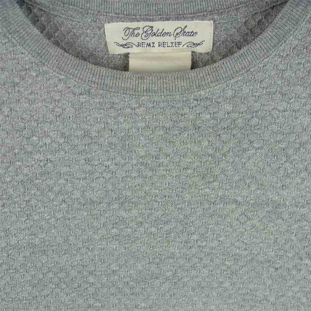 REMI RELIEF レミレリーフ 段違い コットン クルーネック ニット 日本製 グレー系 M【中古】