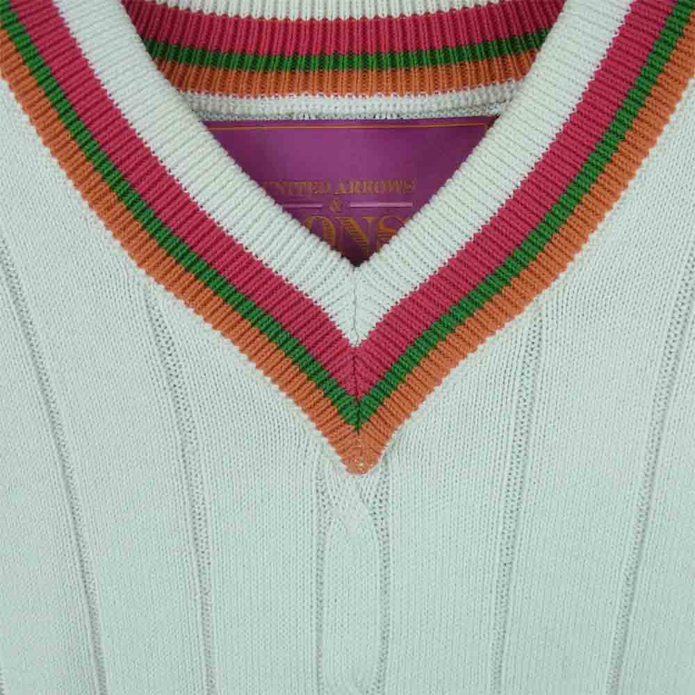 ユナイテッドアローズアンドサンズ 5513-199-0140 C/FIRE SWEATER Vネック ニット セーター 中国製 ホワイト系 M【中古】
