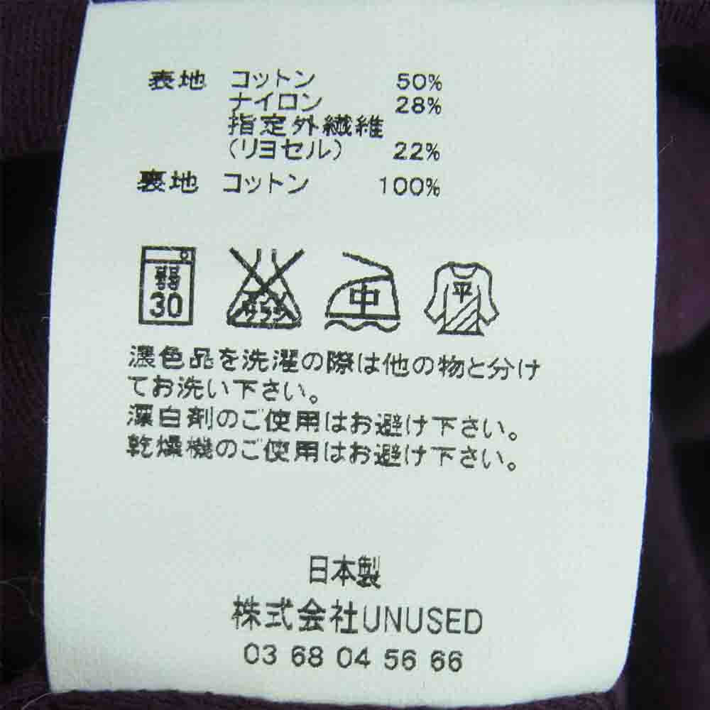 UNUSED アンユーズド 15SS US0998 Velour Crew Neck Shirt ベロア クルーネック スウェット プルオーバー ワインレッド系【中古】