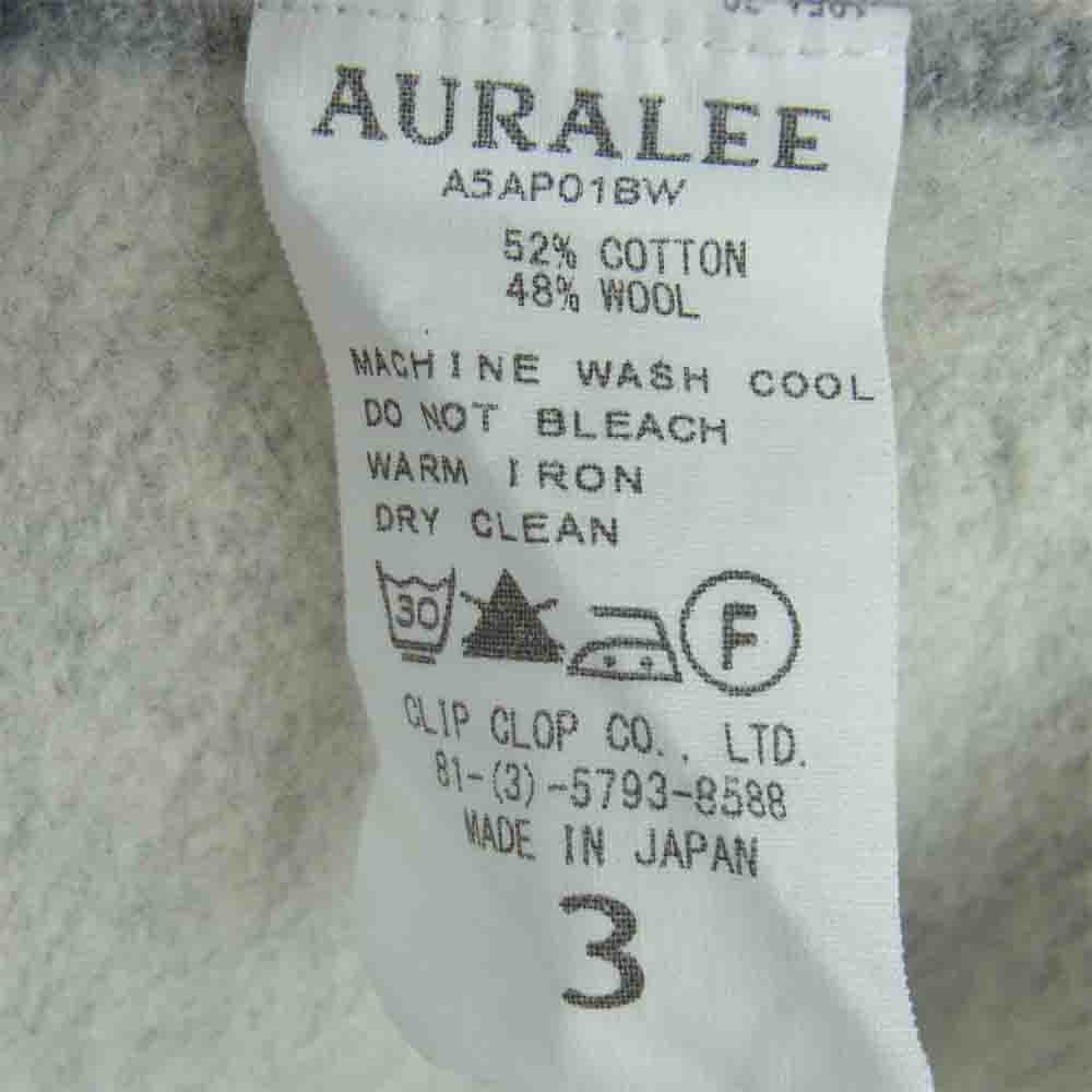 AURALEE オーラリー 15AW A5AP01BW BACK WOOL SWEAT P/O バック ウール スウェット プルオーバー グレー系 3【中古】