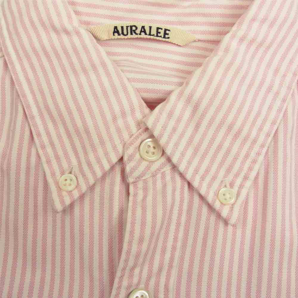 AURALEE オーラリー 18SS A8SS01BY × H Beauty&Youth 別注 CANDY STRIPE BD SHIRT キャンディ ストライプ ボタンダウン 長袖 シャツ ピンク系 4【中古】