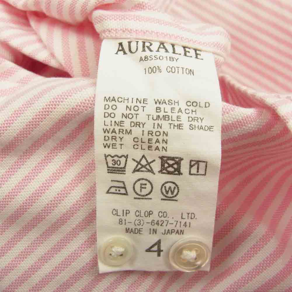 AURALEE オーラリー 18SS A8SS01BY × H Beauty&Youth 別注 CANDY STRIPE BD SHIRT キャンディ ストライプ ボタンダウン 長袖 シャツ ピンク系 4【中古】