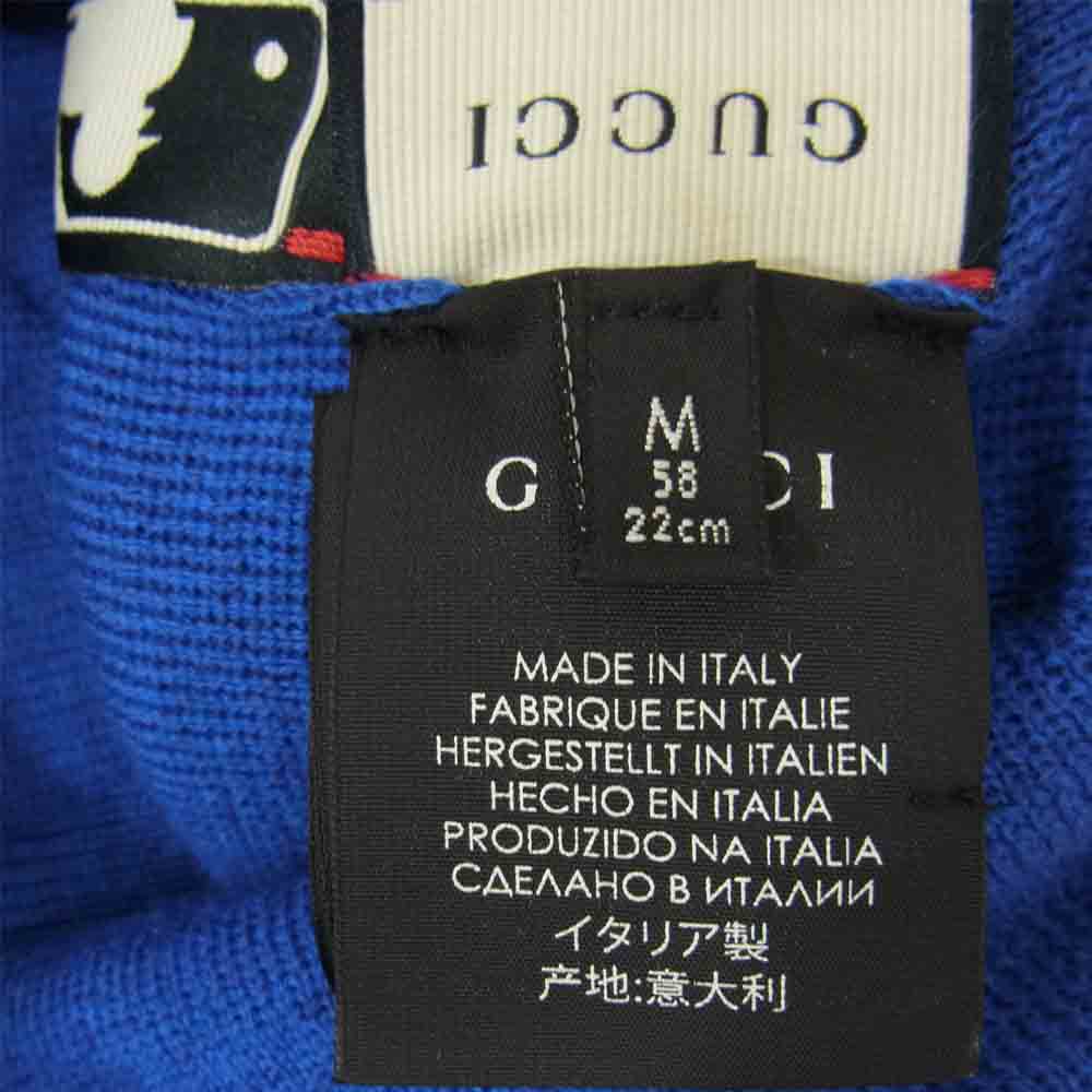 GUCCI グッチ 国内正規品 ケリング New York Yankees ニューヨークヤンキース ラインストーン ニットキャップ ブルー系 M【美品】【中古】