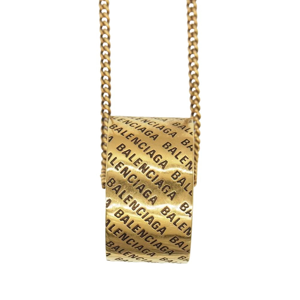 BALENCIAGA バレンシアガ 599692 TZ35Z ロゴ総柄 ネックレス ゴールド系【中古】