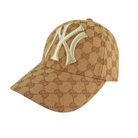 GUCCI グッチ 18AW 国内正規品 ケリング New York Yankees ニューヨークヤンキース GG ベースボール キャップ ベージュ系 57～61㎝【美品】【中古】