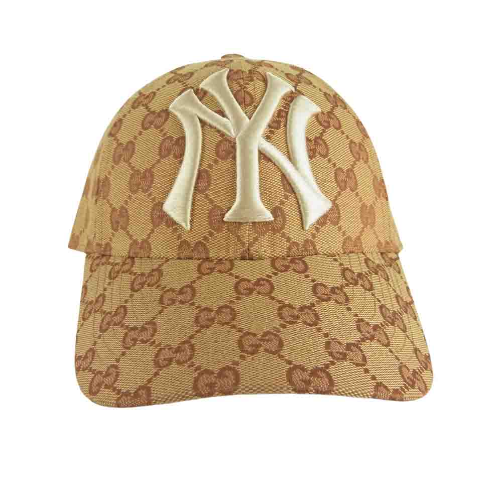 GUCCI グッチ 18AW 国内正規品 ケリング New York Yankees ニューヨークヤンキース GG ベースボール キャップ ベージュ系 57～61㎝【美品】【中古】
