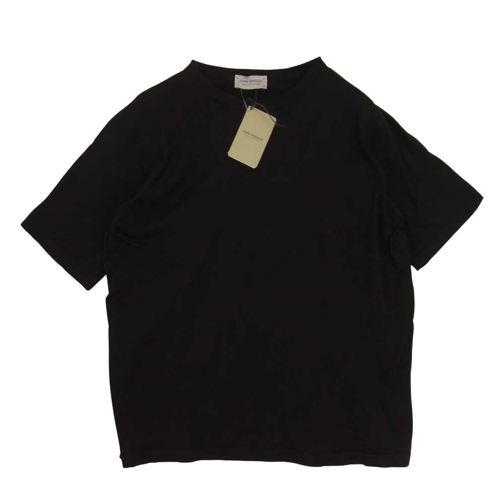 JOHN SMEDLEY ジョンスメドレー S4431 イギリス製 T-SHIRT CN SS コットン クルーネック 半袖ニット Tシャツ BLACK ブラック系 M【美品】【中古】
