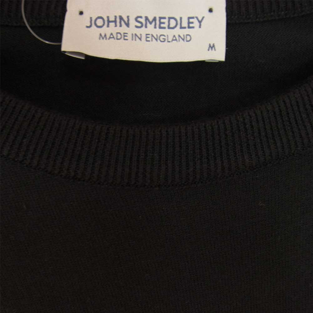 JOHN SMEDLEY ジョンスメドレー S4431 イギリス製 T-SHIRT CN SS コットン クルーネック 半袖ニット Tシャツ BLACK ブラック系 M【美品】【中古】