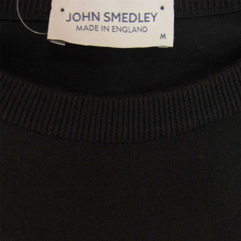 JOHN SMEDLEY ジョンスメドレー S4431 イギリス製 T-SHIRT CN SS コットン クルーネック 半袖ニット Tシャツ BLACK ブラック系 M【美品】【中古】