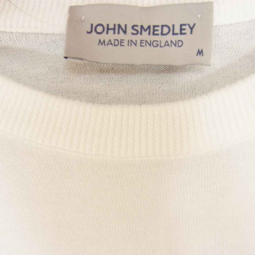 JOHN SMEDLEY ジョンスメドレー S4431 イギリス製 T-SHIRT CN SS コットン クルーネック 半袖ニット Tシャツ WHITE ホワイト系 M【美品】【中古】