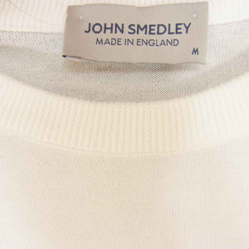 JOHN SMEDLEY ジョンスメドレー S4431 イギリス製 T-SHIRT CN SS コットン クルーネック 半袖ニット Tシャツ WHITE ホワイト系 M【美品】【中古】