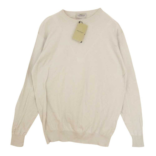 JOHN SMEDLEY ジョンスメドレー S4475 イギリス製 PULLOVER CN LS コットン クルーネック ニット CLOUD グレー系 M【美品】【中古】
