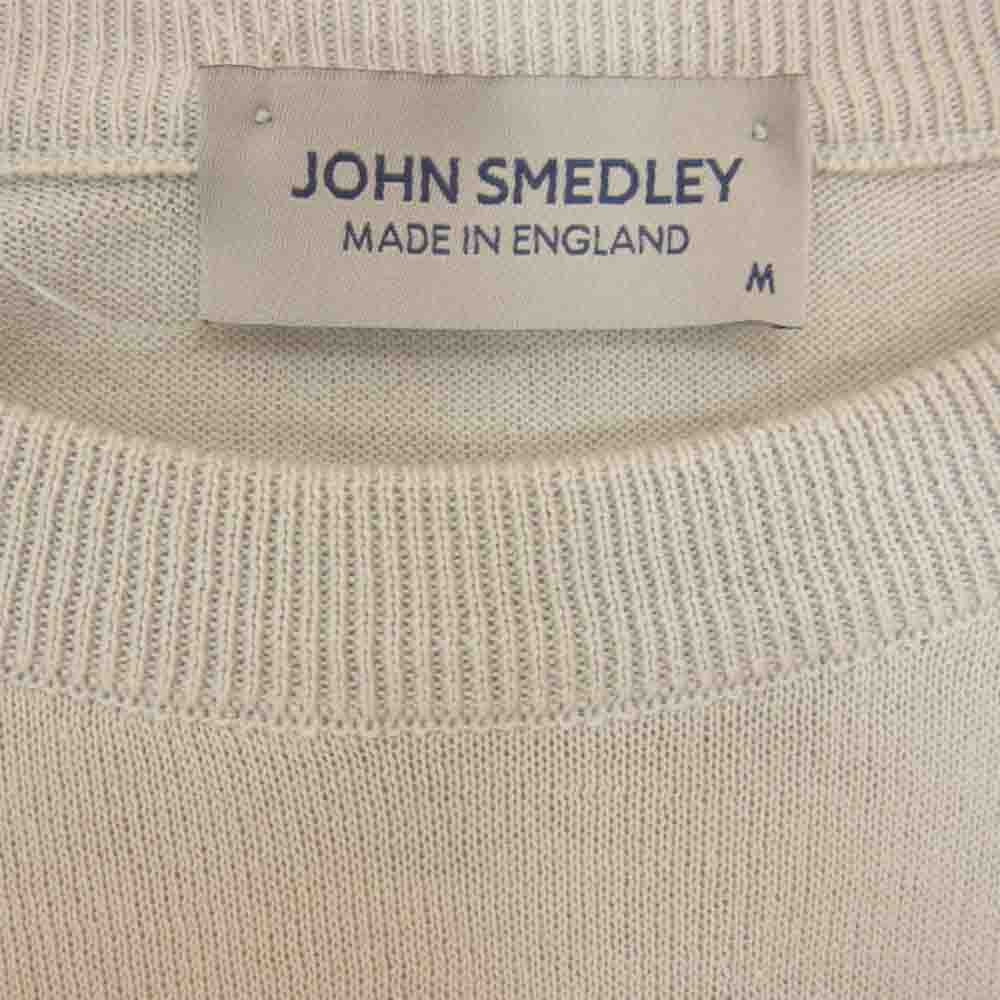 JOHN SMEDLEY ジョンスメドレー S4475 イギリス製 PULLOVER CN LS コットン クルーネック ニット CLOUD グレー系 M【美品】【中古】