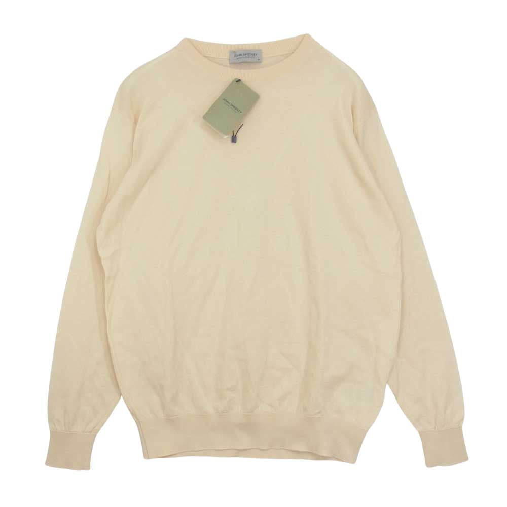 JOHN SMEDLEY ジョンスメドレー S4475 イギリス製 PULLOVER CN LS コットン クルーネック ニット ECRU ベージュ系 M【美品】【中古】