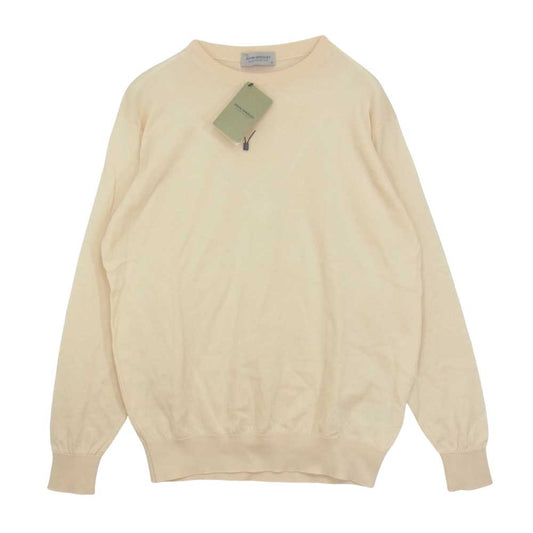 JOHN SMEDLEY ジョンスメドレー S4475 イギリス製 PULLOVER CN LS コットン クルーネック ニット ECRU ベージュ系 M【美品】【中古】