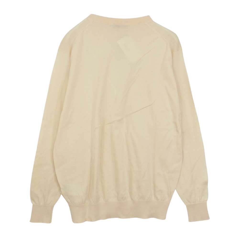 JOHN SMEDLEY ジョンスメドレー S4475 イギリス製 PULLOVER CN LS コットン クルーネック ニット ECRU ベージュ系 M【美品】【中古】