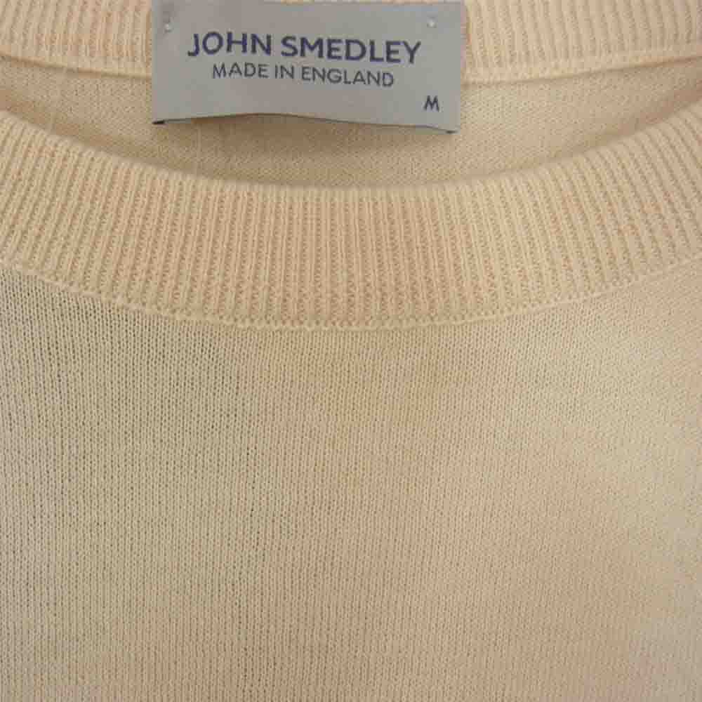JOHN SMEDLEY ジョンスメドレー S4475 イギリス製 PULLOVER CN LS コットン クルーネック ニット ECRU ベージュ系 M【美品】【中古】