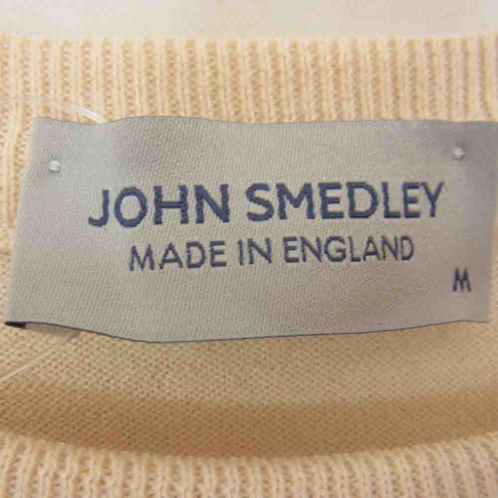 JOHN SMEDLEY ジョンスメドレー S4475 イギリス製 PULLOVER CN LS コットン クルーネック ニット ECRU ベージュ系 M【美品】【中古】
