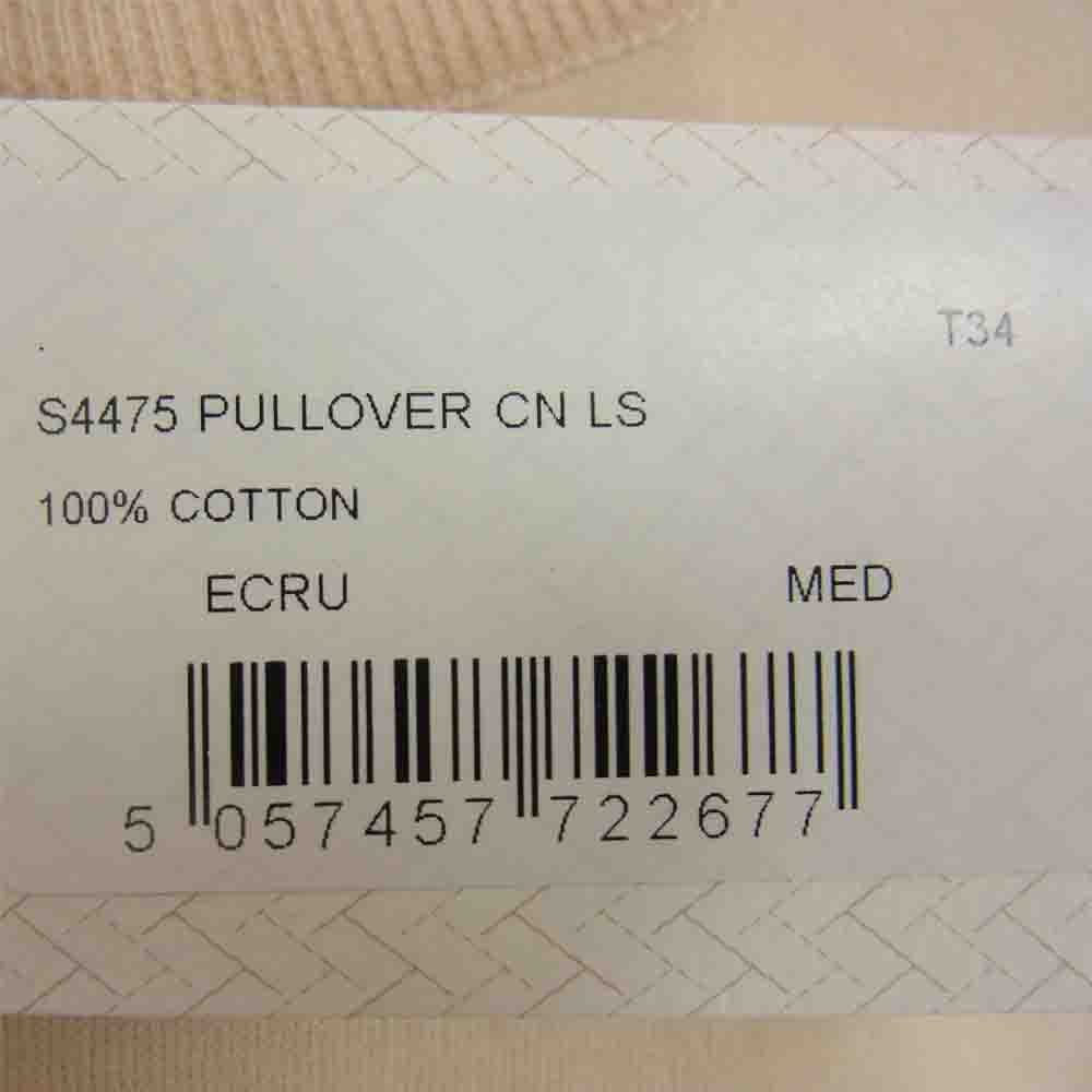 JOHN SMEDLEY ジョンスメドレー S4475 イギリス製 PULLOVER CN LS コットン クルーネック ニット ECRU ベージュ系 M【美品】【中古】