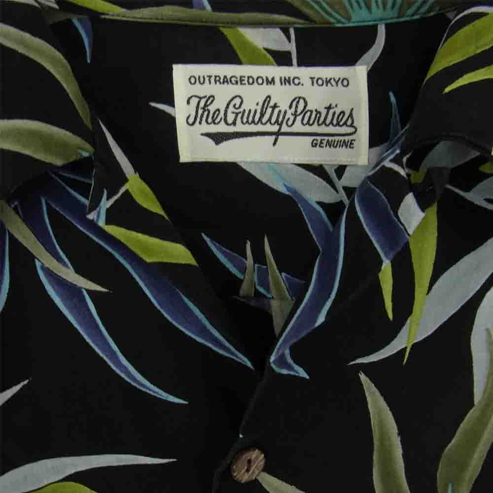 WACKO MARIA ワコマリア 16SS PRINTED FLOWER S/S HAWAIAN SHIRTS ハワイアン アロハ シャツ ブラック系 M【中古】