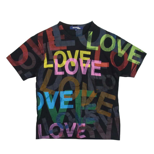 JUNYA WATANABE COMME des GARCONS MAN ジュンヤワタナベコムデギャルソンマン 02SS WE-T001 マルチカラーLOVEプリント 半袖 Tシャツ ブラック系 M【中古】