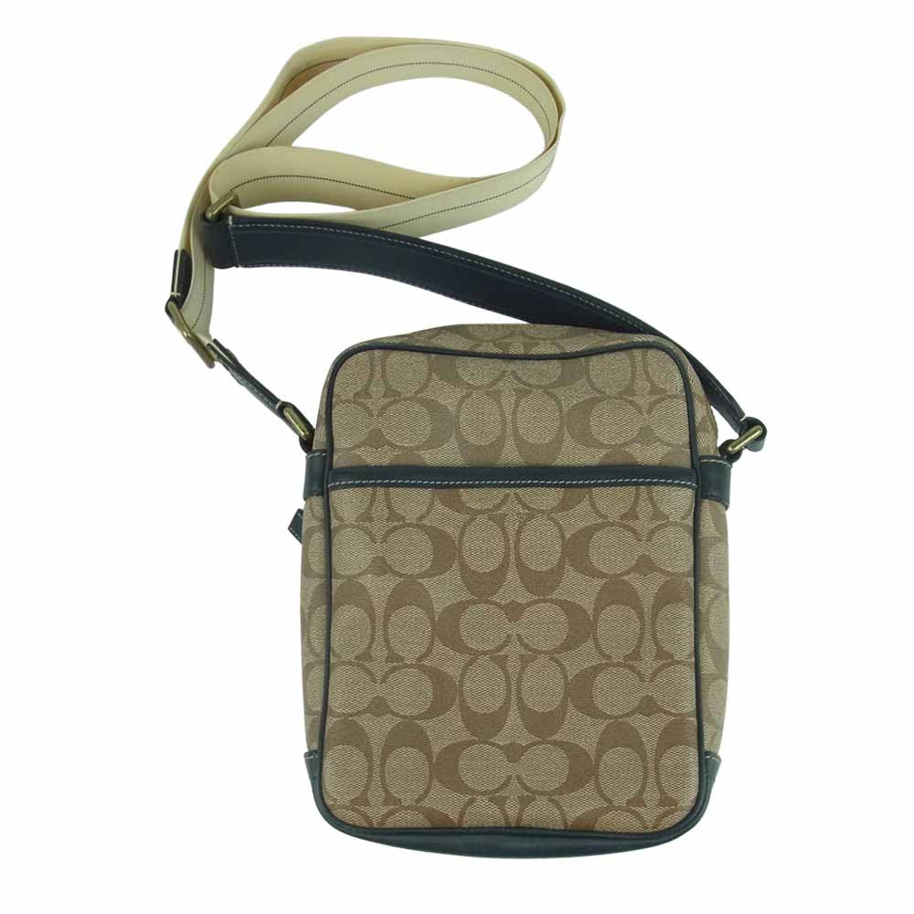 美品　COACH ショルダーバッグ　シグネチャー PVCブラウン　F70078 COACH コーチ F70078 ヘリテージストライプ シグネチャー ショルダー