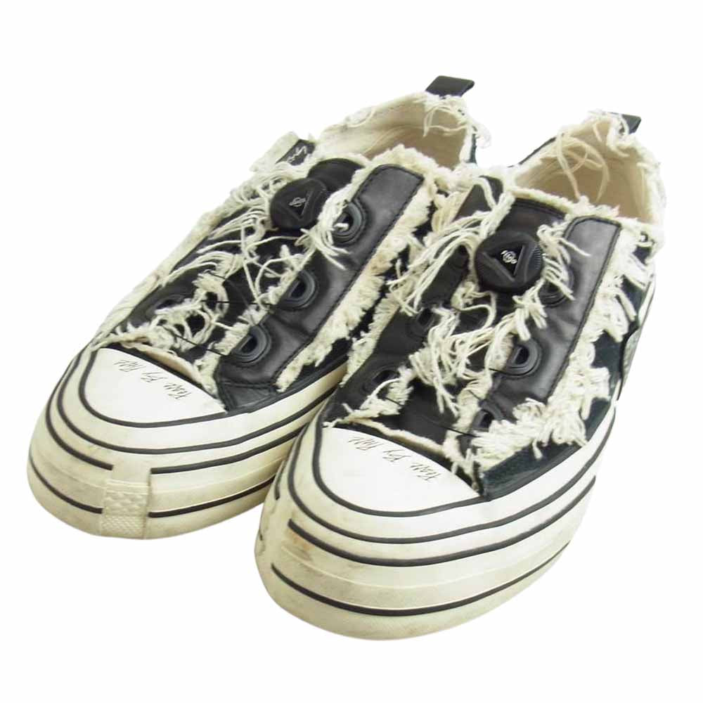 Yohji Yamamoto ヨウジヤマモト 20SS FN-E01-060 VESSEL Cotton Leather Combi Low Top Sneakers ベッセル ダイヤル式 ローカット スニーカー ブラック系 27cm【中古】