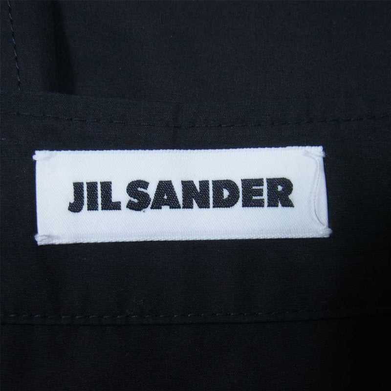 JIL SANDER ジルサンダー JSMU601126 MU244200 ノーカラー ジップ 半袖 シャツ ブラック系 50【美品】【中古】