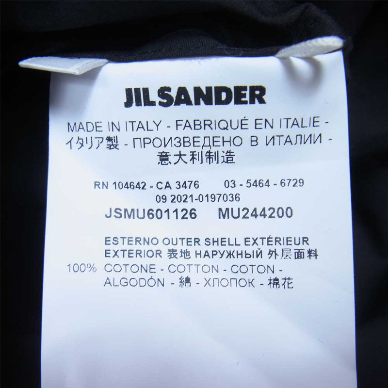JIL SANDER ジルサンダー JSMU601126 MU244200 ノーカラー ジップ 半袖 シャツ ブラック系 50【美品】【中古】