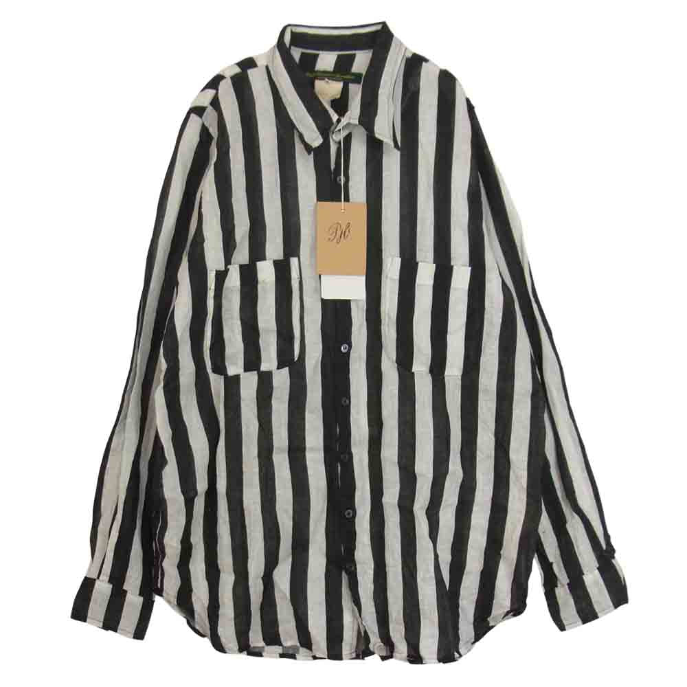 Paul Harnden ポールハーデン 国内正規品 Mens Easy Shirt Stripe メンズ イージー シャツ ストライプ リネン ブラック系 XL【美品】【中古】
