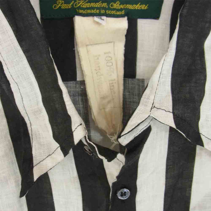 Paul Harnden ポールハーデン 国内正規品 Mens Easy Shirt Stripe メンズ イージー シャツ ストライプ リネン ブラック系 XL【美品】【中古】