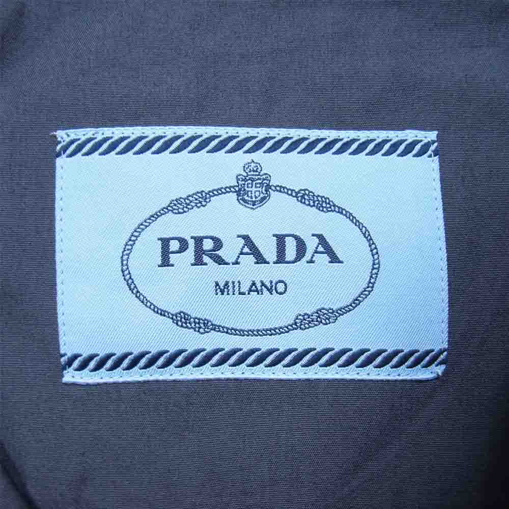 PRADA プラダ ACU1 2020 3290 UCS339 S211 1W70 ロゴパッチ コットン オープンカラー 半袖 シャツ チャコール系 XL【美品】【中古】