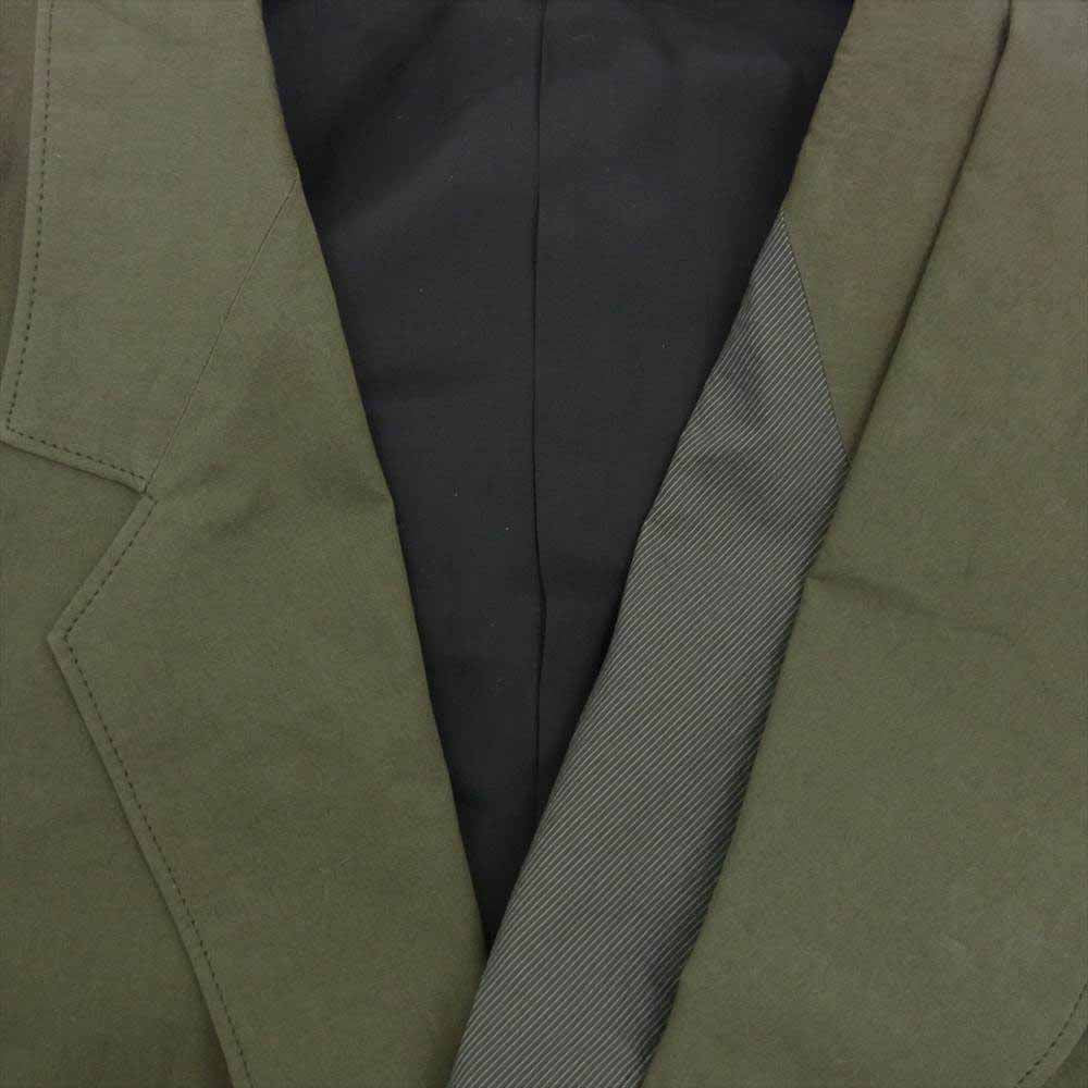 Yohji Yamamoto ヨウジヤマモト POUR HOMME プールオム 22SS HG-J28-820 80 TWILL OUMI BLEACHED COTTON+NAYRON/PE STRIPE LEFT DOUBLE LAYERD JACKET アシンメトリー レイヤード ジャケット モスグリーン系 4【新古品】【未使用】【中古】