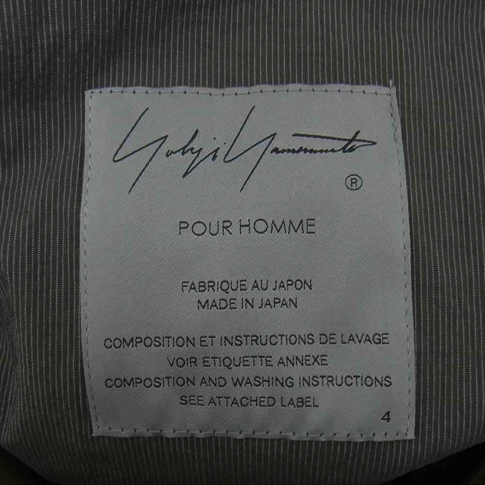 Yohji Yamamoto ヨウジヤマモト POUR HOMME プールオム 22SS HG-J28-820 80 TWILL OUMI BLEACHED COTTON+NAYRON/PE STRIPE LEFT DOUBLE LAYERD JACKET アシンメトリー レイヤード ジャケット モスグリーン系 4【新古品】【未使用】【中古】