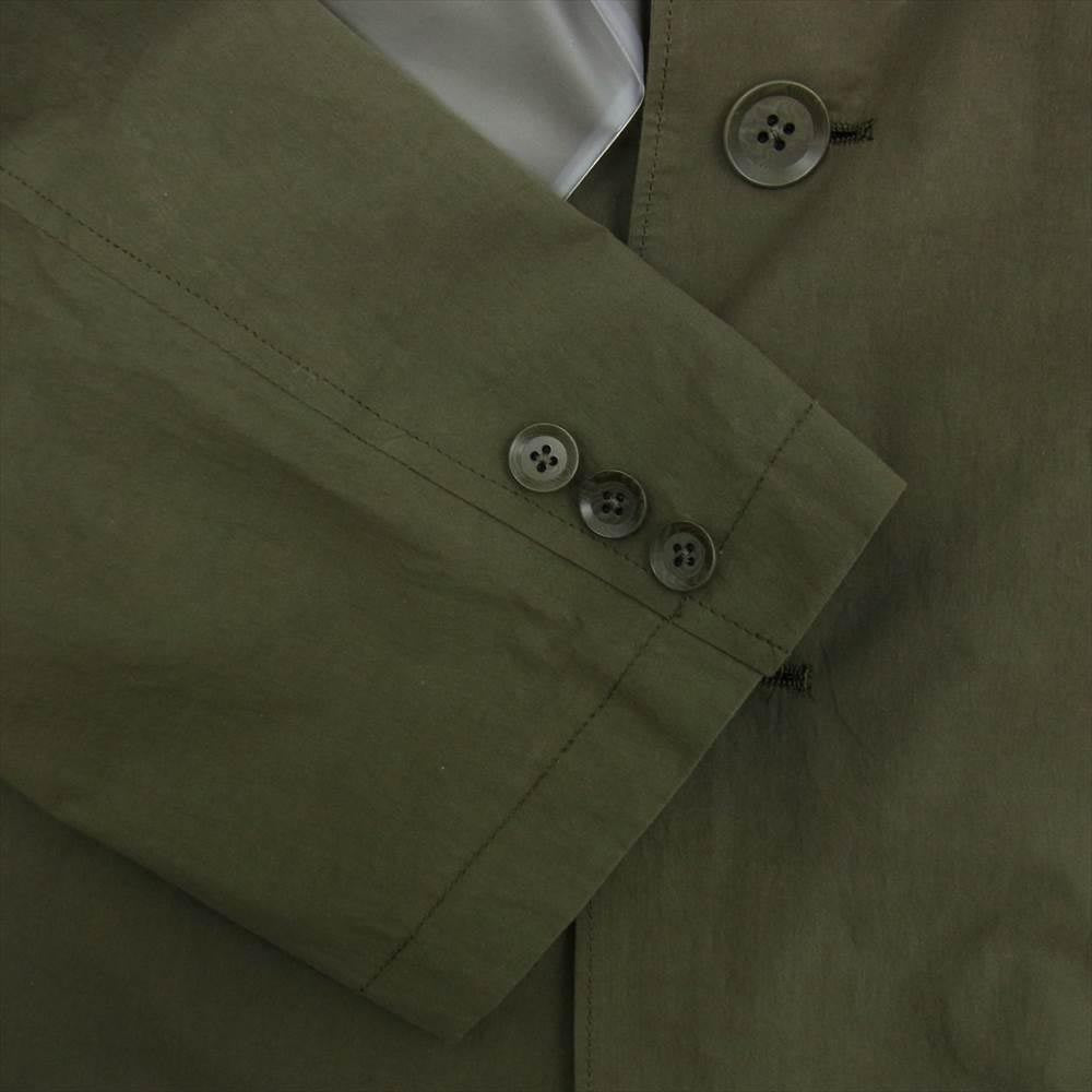 Yohji Yamamoto ヨウジヤマモト POUR HOMME プールオム 22SS HG-J28-820 80 TWILL OUMI BLEACHED COTTON+NAYRON/PE STRIPE LEFT DOUBLE LAYERD JACKET アシンメトリー レイヤード ジャケット モスグリーン系 4【新古品】【未使用】【中古】