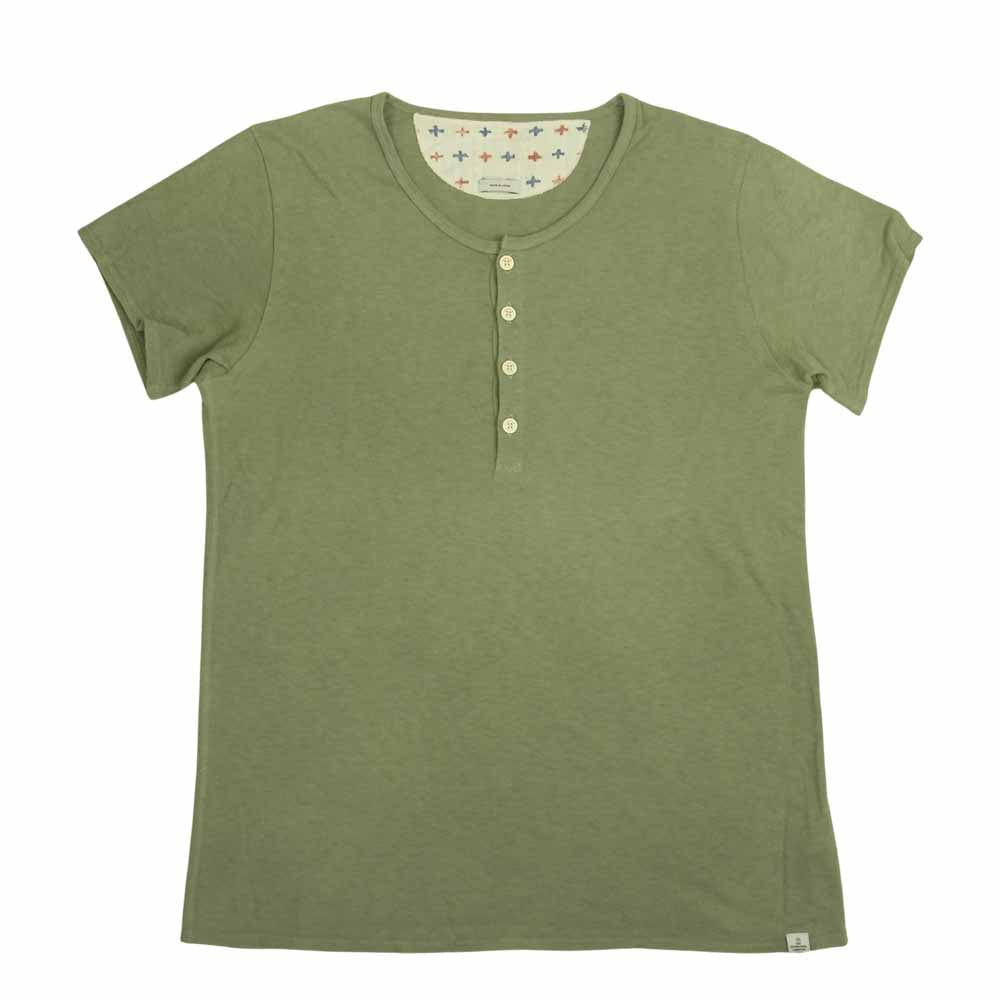 VISVIM ビズビム 13SS 0113105010070 LAKOTA HENLEY S/S VEGGIE DYE ラコタ ヘンリーネック Tシャツ カットソー カーキ系 2【中古】