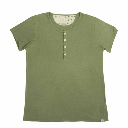 VISVIM ビズビム 13SS 0113105010070 LAKOTA HENLEY S/S VEGGIE DYE ラコタ ヘンリーネック Tシャツ カットソー カーキ系 2【中古】