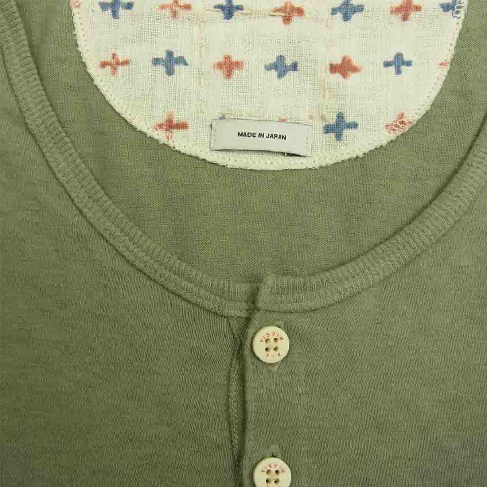 VISVIM ビズビム 13SS 0113105010070 LAKOTA HENLEY S/S VEGGIE DYE ラコタ ヘンリーネック Tシャツ カットソー カーキ系 2【中古】