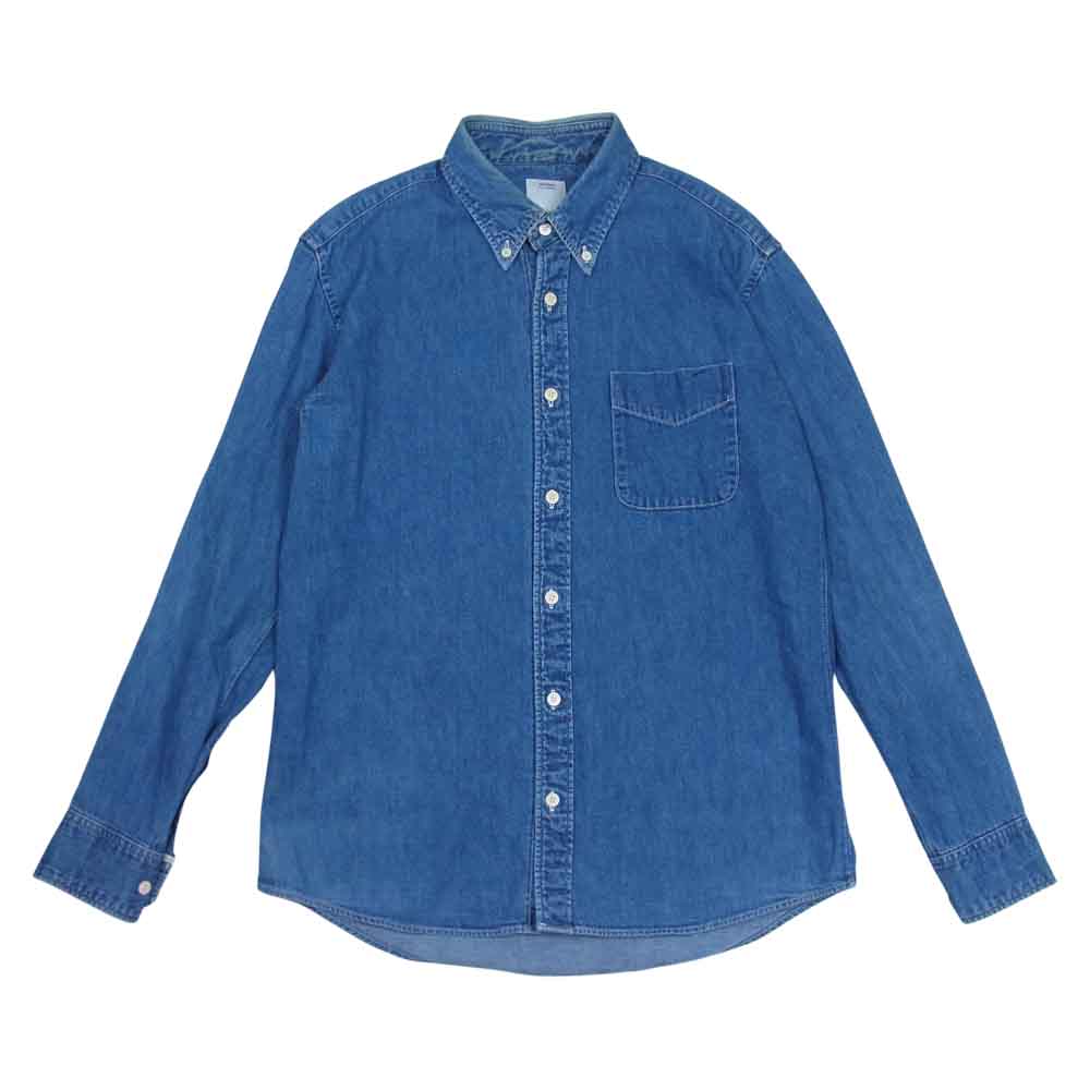 VISVIM ビズビム 13AW 0113205007003 SS B.D. SHIRT DAMAGED ユーズド加工 デニム ボタンダウン 長袖 シャツ インディゴブルー系 2【中古】