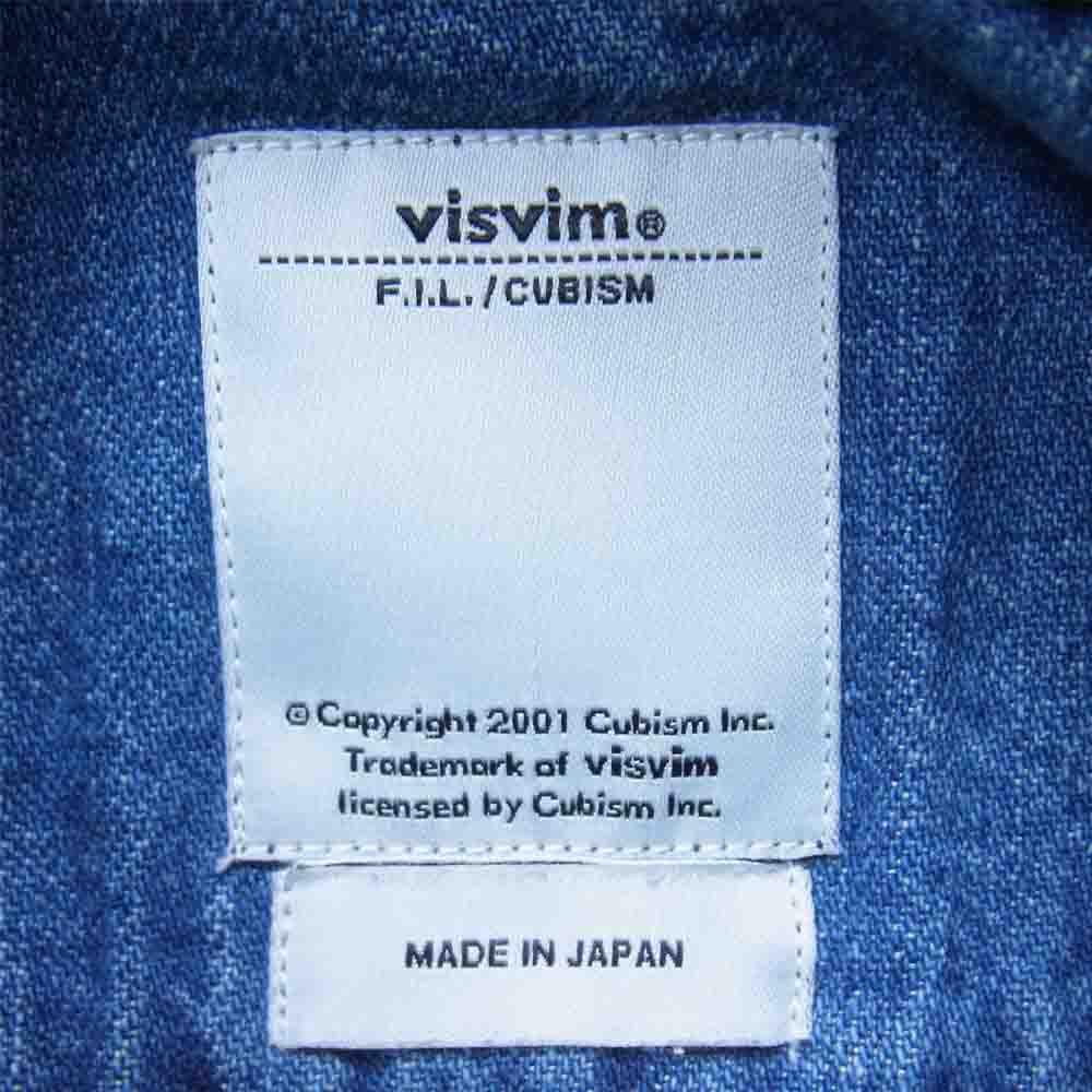 VISVIM ビズビム 13AW 0113205007003 SS B.D. SHIRT DAMAGED ユーズド加工 デニム ボタンダウン 長袖 シャツ インディゴブルー系 2【中古】