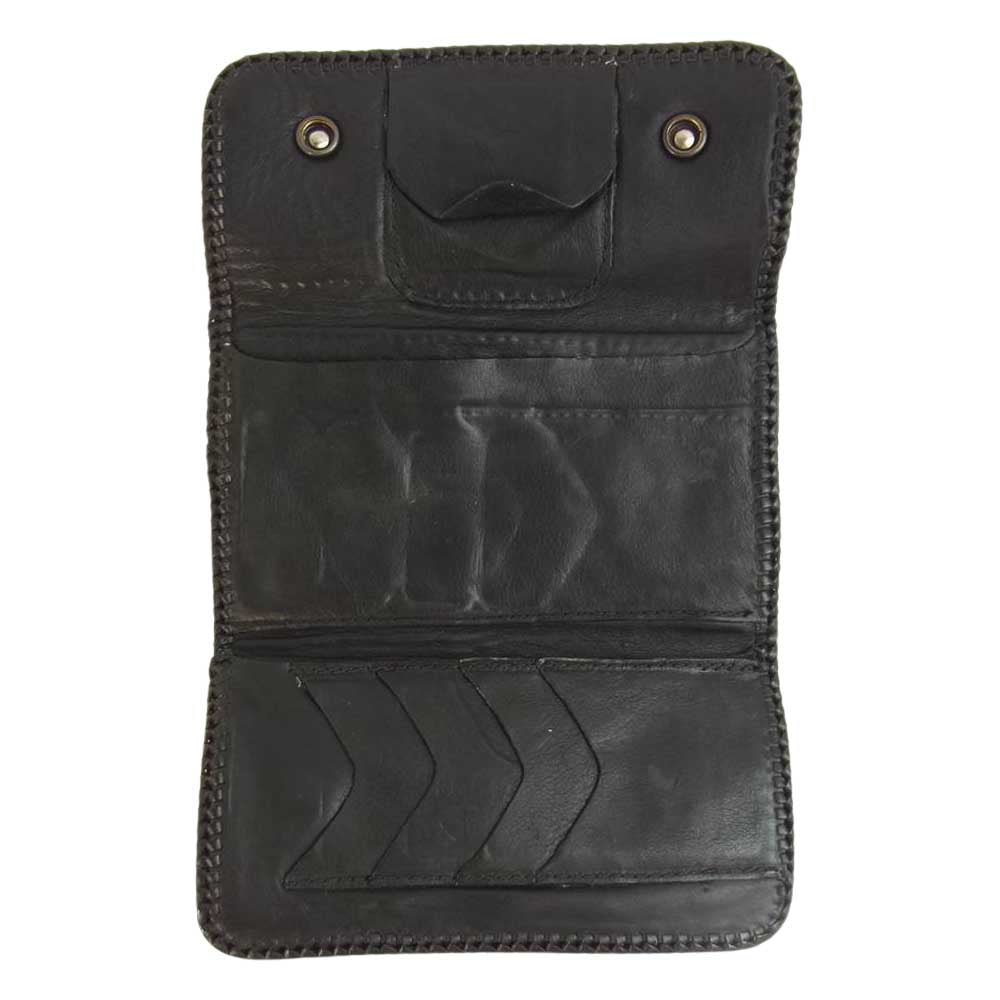 GABOR ガボール スティングレイ クロス インレイ レザー ウォレット ブラック系【中古】