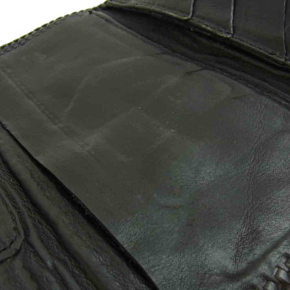 GABOR ガボール スティングレイ クロス インレイ レザー ウォレット ブラック系【中古】