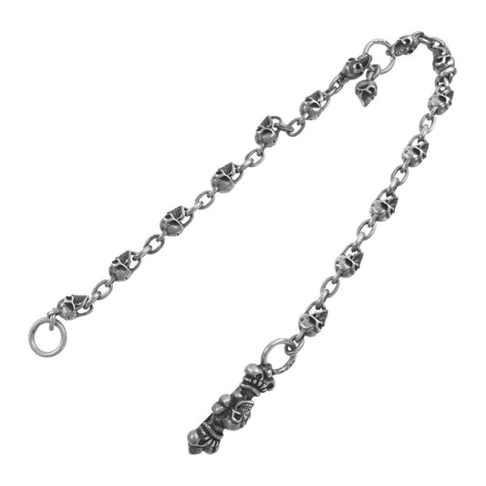 GABOR ガボール ギャランティ付属 生前 スカルオン4ハートキーパー 15絶壁スカル スモールオーバルリンク ウォレットチェーン シルバー系【中古】