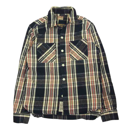 HOUSTON ヒューストン チェック ネル シャツ ネイビー系 L【中古】