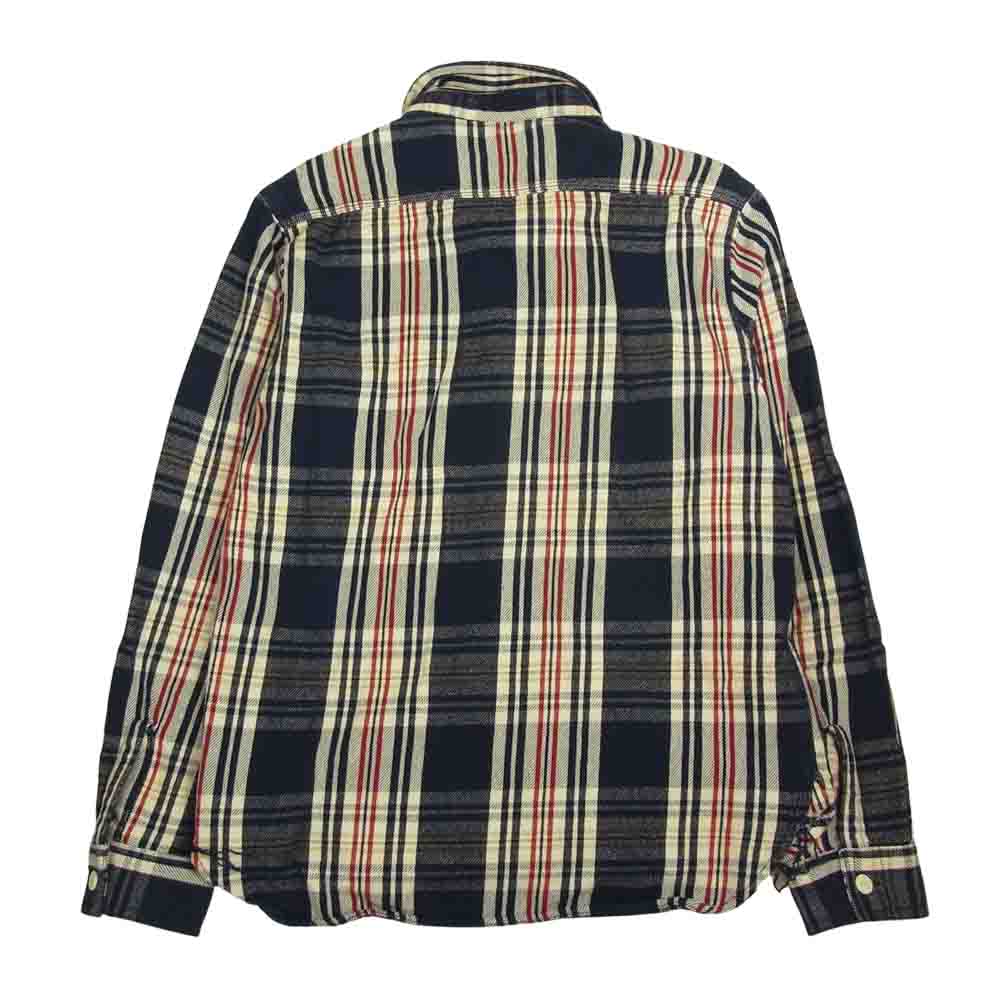 HOUSTON ヒューストン チェック ネル シャツ ネイビー系 L【中古】