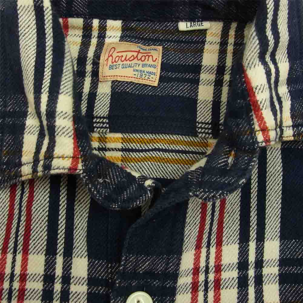 HOUSTON ヒューストン チェック ネル シャツ ネイビー系 L【中古】