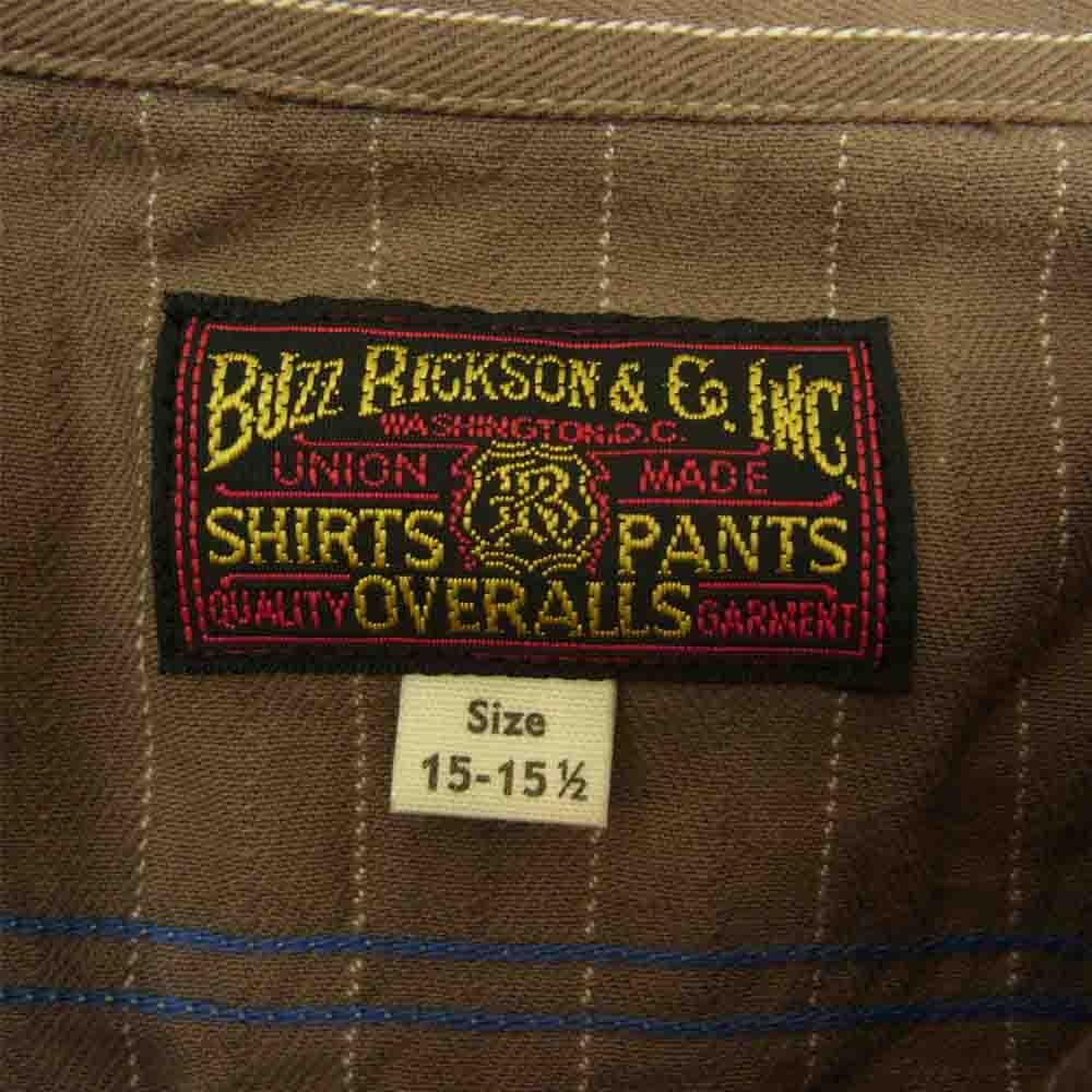Buzz Rickson's バズリクソンズ BR26482 H.BONE ST CONTRACT WORK SHIRT ヘリンボーン コントラクト ワーク ワッペン 長袖 シャツ ブラウン系 15～15.5【中古】